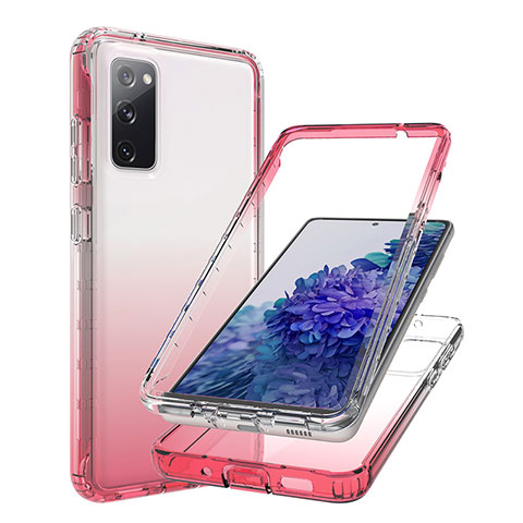 Funda Silicona Carcasa Ultrafina Transparente Goma Frontal y Trasera 360 Grados Gradiente JX1 para Samsung Galaxy S20 FE (2022) 5G Rojo