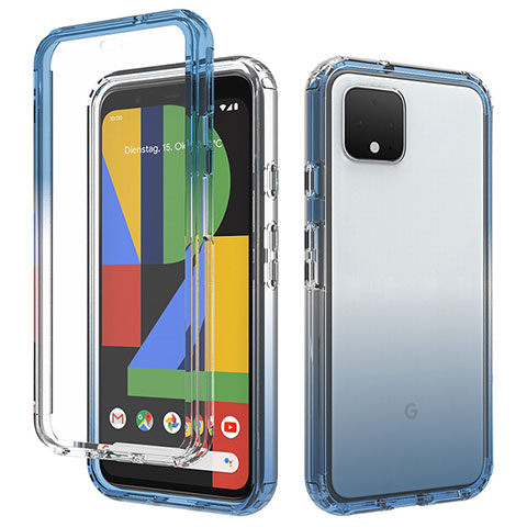 Funda Silicona Carcasa Ultrafina Transparente Goma Frontal y Trasera 360 Grados Gradiente para Google Pixel 4 Azul