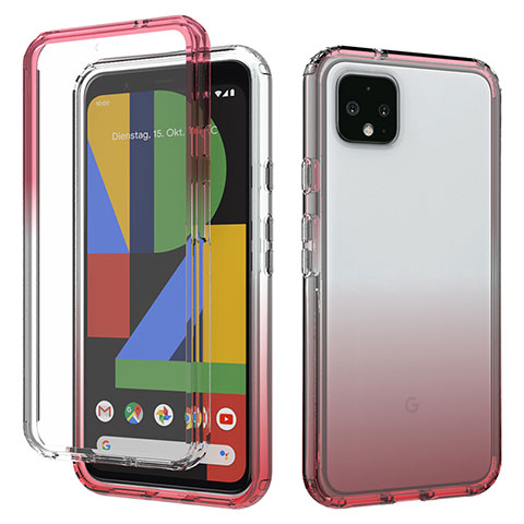 Funda Silicona Carcasa Ultrafina Transparente Goma Frontal y Trasera 360 Grados Gradiente para Google Pixel 4 XL Rojo