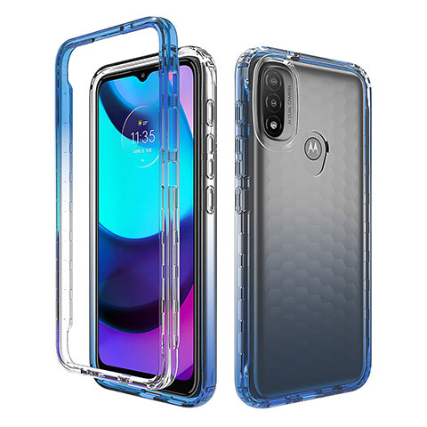 Funda Silicona Carcasa Ultrafina Transparente Goma Frontal y Trasera 360 Grados Gradiente para Motorola Moto E40 Azul