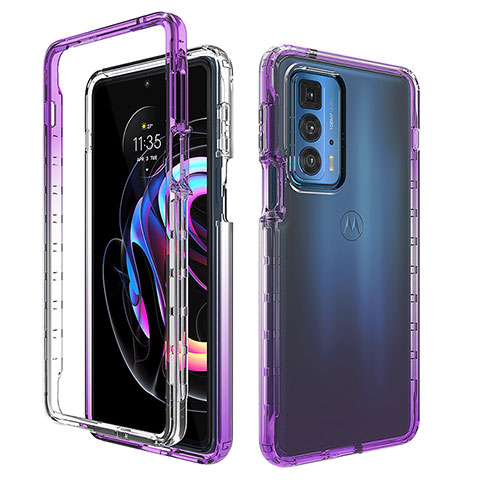 Funda Silicona Carcasa Ultrafina Transparente Goma Frontal y Trasera 360 Grados Gradiente para Motorola Moto Edge 20 Pro 5G Morado