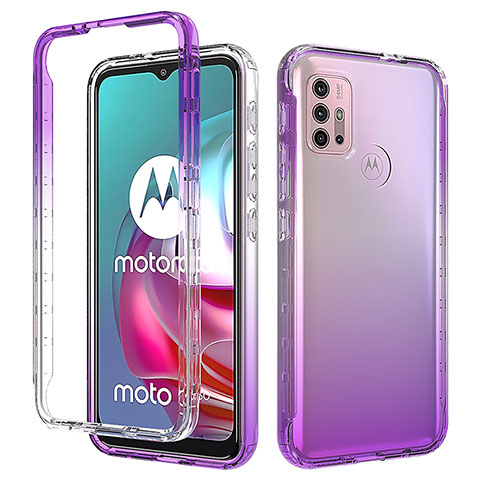 Funda Silicona Carcasa Ultrafina Transparente Goma Frontal y Trasera 360 Grados Gradiente para Motorola Moto G10 Power Morado