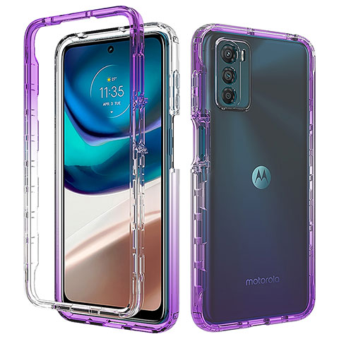 Funda Silicona Carcasa Ultrafina Transparente Goma Frontal y Trasera 360 Grados Gradiente para Motorola Moto G42 Morado