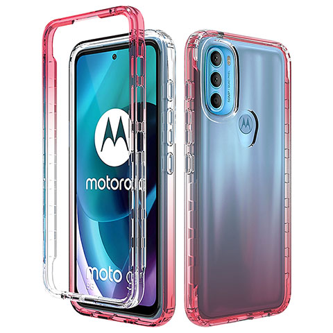 Funda Silicona Carcasa Ultrafina Transparente Goma Frontal y Trasera 360 Grados Gradiente para Motorola Moto G71 5G Rojo