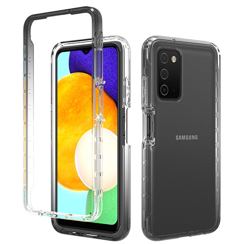 Funda Silicona Carcasa Ultrafina Transparente Goma Frontal y Trasera 360 Grados Gradiente para Samsung Galaxy A03s Gris Oscuro
