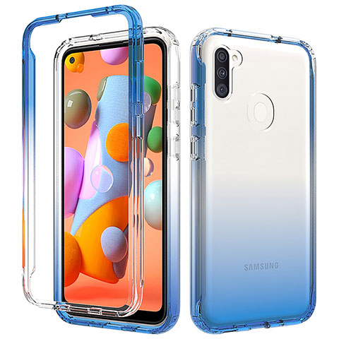 Funda Silicona Carcasa Ultrafina Transparente Goma Frontal y Trasera 360 Grados Gradiente para Samsung Galaxy A11 Azul