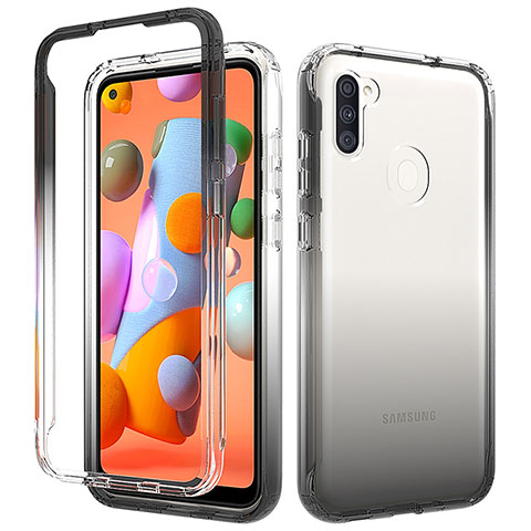 Funda Silicona Carcasa Ultrafina Transparente Goma Frontal y Trasera 360 Grados Gradiente para Samsung Galaxy A11 Gris Oscuro