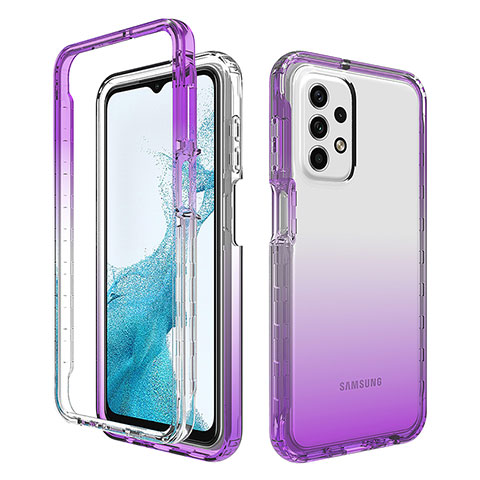 Funda Silicona Carcasa Ultrafina Transparente Goma Frontal y Trasera 360 Grados Gradiente para Samsung Galaxy A23 5G Morado