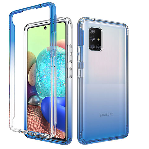 Funda Silicona Carcasa Ultrafina Transparente Goma Frontal y Trasera 360 Grados Gradiente para Samsung Galaxy A71 4G A715 Azul