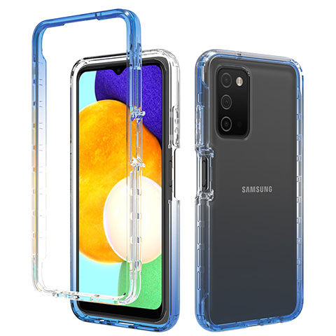 Funda Silicona Carcasa Ultrafina Transparente Goma Frontal y Trasera 360 Grados Gradiente para Samsung Galaxy F02S SM-E025F Azul