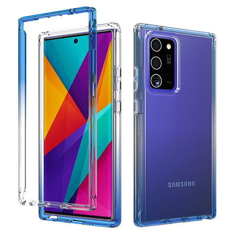 Funda Silicona Carcasa Ultrafina Transparente Goma Frontal y Trasera 360 Grados Gradiente para Samsung Galaxy Note 20 Ultra 5G Azul