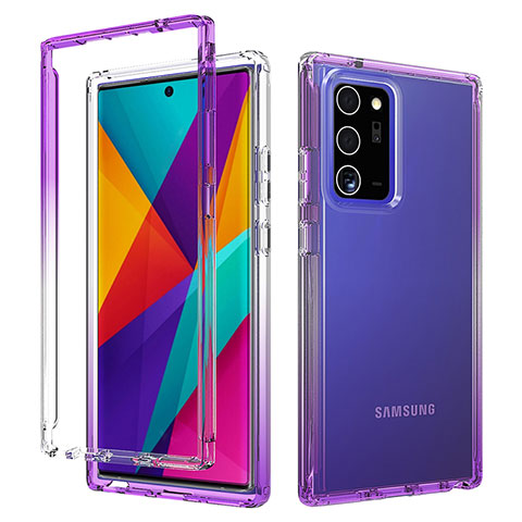 Funda Silicona Carcasa Ultrafina Transparente Goma Frontal y Trasera 360 Grados Gradiente para Samsung Galaxy Note 20 Ultra 5G Morado