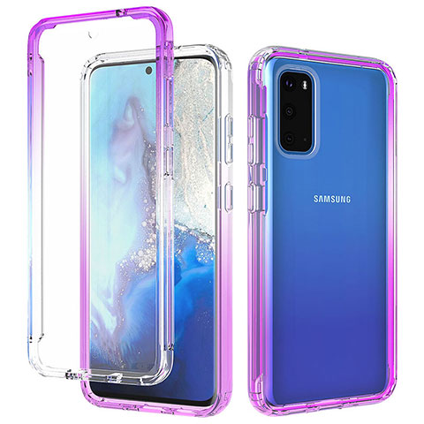 Funda Silicona Carcasa Ultrafina Transparente Goma Frontal y Trasera 360 Grados Gradiente para Samsung Galaxy S20 5G Morado