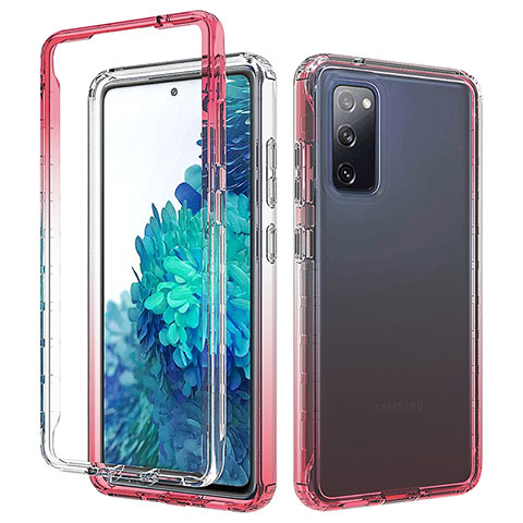 Funda Silicona Carcasa Ultrafina Transparente Goma Frontal y Trasera 360 Grados Gradiente para Samsung Galaxy S20 FE 5G Rojo