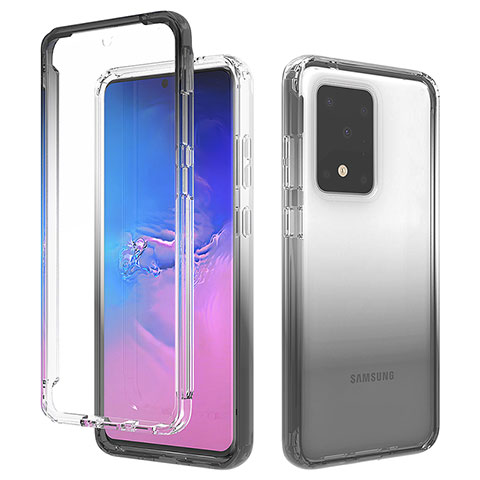 Funda Silicona Carcasa Ultrafina Transparente Goma Frontal y Trasera 360 Grados Gradiente para Samsung Galaxy S20 Ultra 5G Gris Oscuro