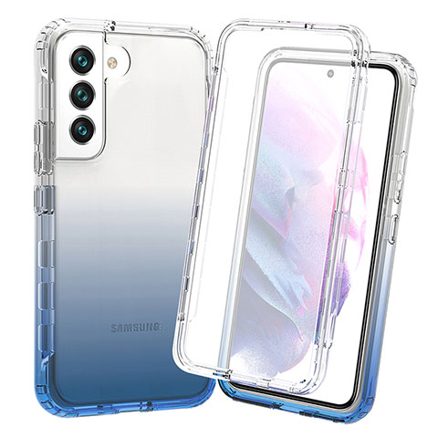 Funda Silicona Carcasa Ultrafina Transparente Goma Frontal y Trasera 360 Grados Gradiente para Samsung Galaxy S21 FE 5G Azul