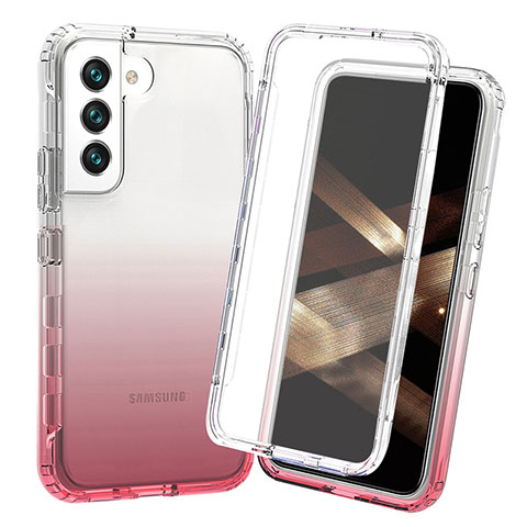 Funda Silicona Carcasa Ultrafina Transparente Goma Frontal y Trasera 360 Grados Gradiente para Samsung Galaxy S24 Plus 5G Rojo