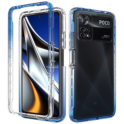 Funda Silicona Carcasa Ultrafina Transparente Goma Frontal y Trasera 360 Grados Gradiente para Xiaomi Poco X4 Pro 5G Azul