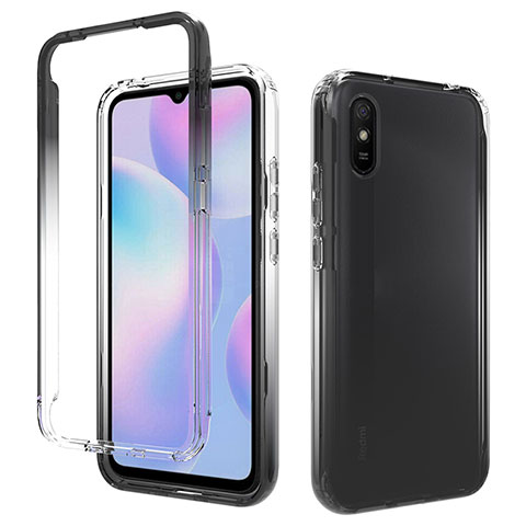 Funda Silicona Carcasa Ultrafina Transparente Goma Frontal y Trasera 360 Grados Gradiente para Xiaomi Redmi 9i Gris Oscuro