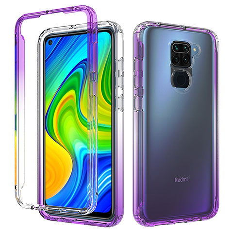 Funda Silicona Carcasa Ultrafina Transparente Goma Frontal y Trasera 360 Grados Gradiente para Xiaomi Redmi Note 9 Morado