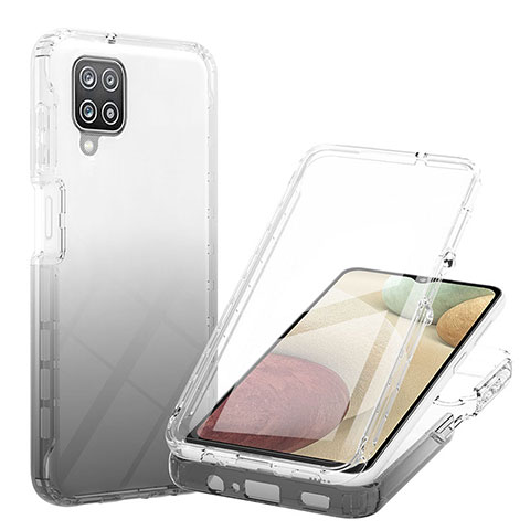 Funda Silicona Carcasa Ultrafina Transparente Goma Frontal y Trasera 360 Grados Gradiente YB1 para Samsung Galaxy A12 Negro