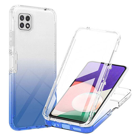 Funda Silicona Carcasa Ultrafina Transparente Goma Frontal y Trasera 360 Grados Gradiente ZJ1 para Samsung Galaxy F42 5G Azul