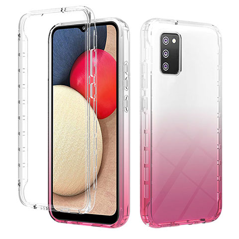 Funda Silicona Carcasa Ultrafina Transparente Goma Frontal y Trasera 360 Grados Gradiente ZJ2 para Samsung Galaxy A03s Rosa