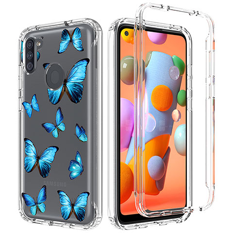 Funda Silicona Carcasa Ultrafina Transparente Goma Frontal y Trasera 360 Grados para Samsung Galaxy A11 Azul