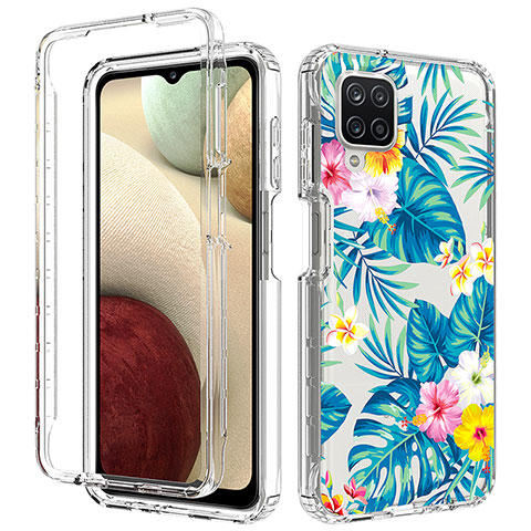 Funda Silicona Carcasa Ultrafina Transparente Goma Frontal y Trasera 360 Grados para Samsung Galaxy A12 Nacho Azul Cielo