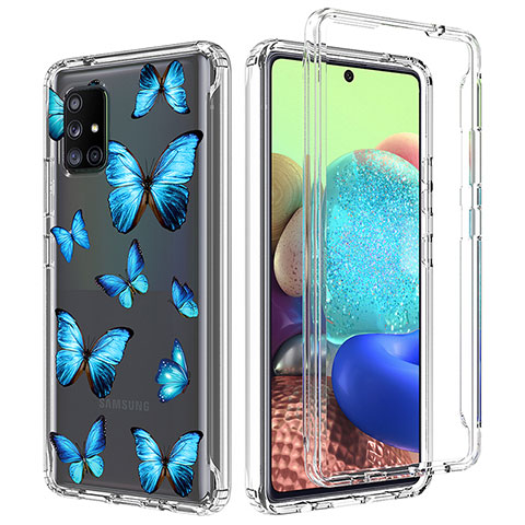 Funda Silicona Carcasa Ultrafina Transparente Goma Frontal y Trasera 360 Grados para Samsung Galaxy A71 5G Azul