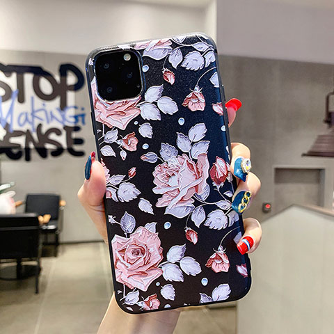 Funda Silicona Gel Goma Flores Carcasa H02 para Apple iPhone 11 Pro Rosa