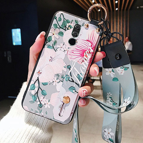 Funda Silicona Gel Goma Flores Carcasa H06 para Huawei Mate 20 Lite Cian