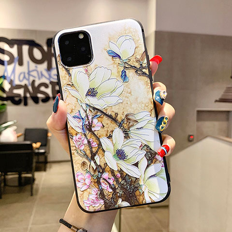 Funda Silicona Gel Goma Flores Carcasa H12 para Apple iPhone 11 Pro Blanco