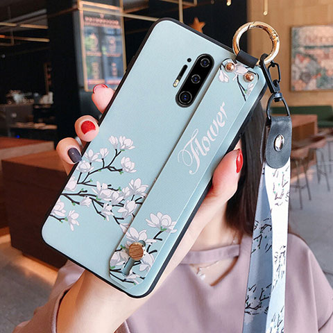 Funda Silicona Gel Goma Flores Carcasa K01 para OnePlus 8 Pro Azul Cielo