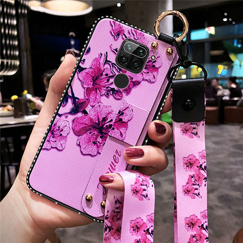 Funda Silicona Gel Goma Flores Carcasa K01 para Xiaomi Redmi Note 9 Morado