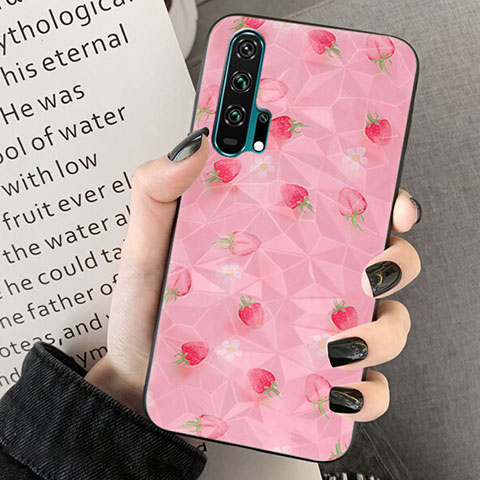 Funda Silicona Gel Goma Flores Carcasa K03 para Huawei Honor 20 Pro Rosa