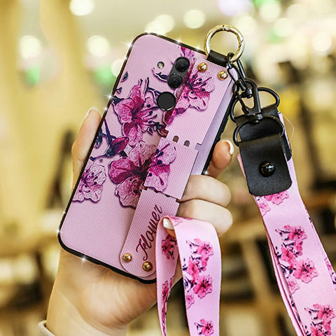 Funda Silicona Gel Goma Flores Carcasa para Huawei Mate 20 Lite Rosa