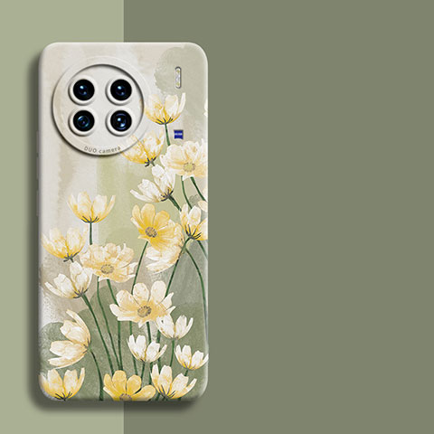 Funda Silicona Gel Goma Flores Carcasa para Vivo X90 Pro 5G Verde