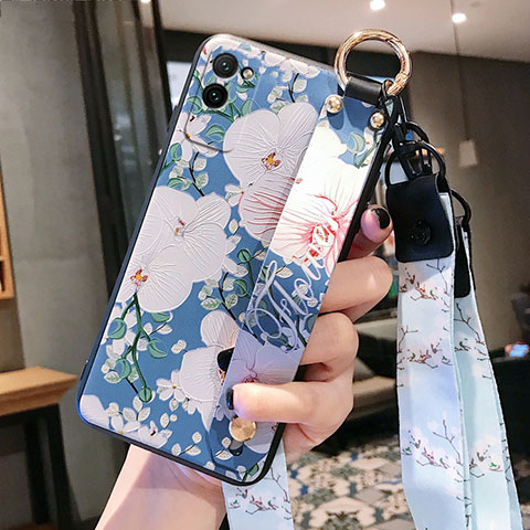 Funda Silicona Gel Goma Flores Carcasa S01 para Huawei Honor Play4 Pro 5G Azul Cielo