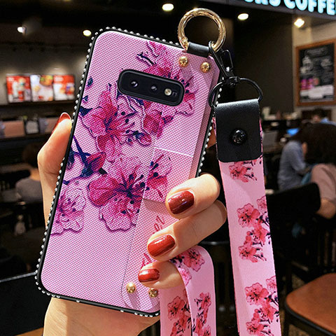 Funda Silicona Gel Goma Flores Carcasa S01 para Samsung Galaxy S10e Morado