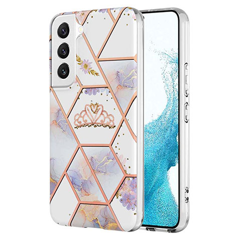 Funda Silicona Gel Goma Flores Carcasa S01 para Samsung Galaxy S22 5G Blanco