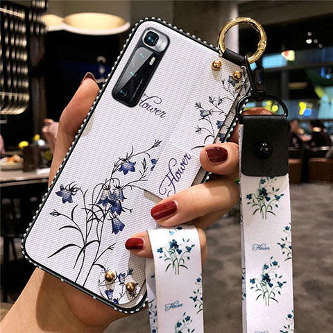 Funda Silicona Gel Goma Flores Carcasa S01 para Xiaomi Mi 10 Ultra Blanco