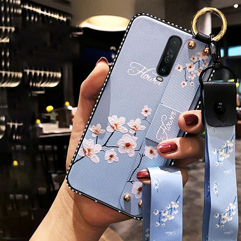 Funda Silicona Gel Goma Flores Carcasa S01 para Xiaomi Poco X2 Azul Cielo