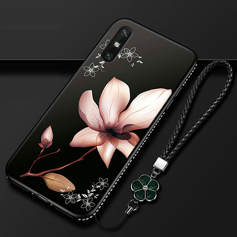 Funda Silicona Gel Goma Flores Carcasa S02 para Huawei Enjoy 10e Marron