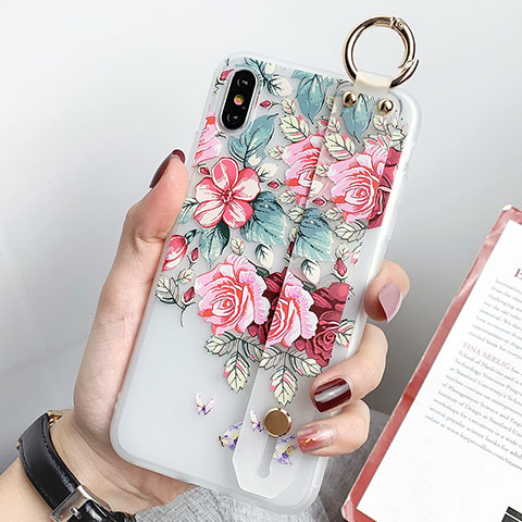 Funda Silicona Gel Goma Flores Carcasa S04 para Apple iPhone Xs Verde