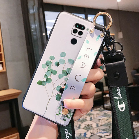 Funda Silicona Gel Goma Flores Carcasa S04 para Xiaomi Redmi Note 9 Verde