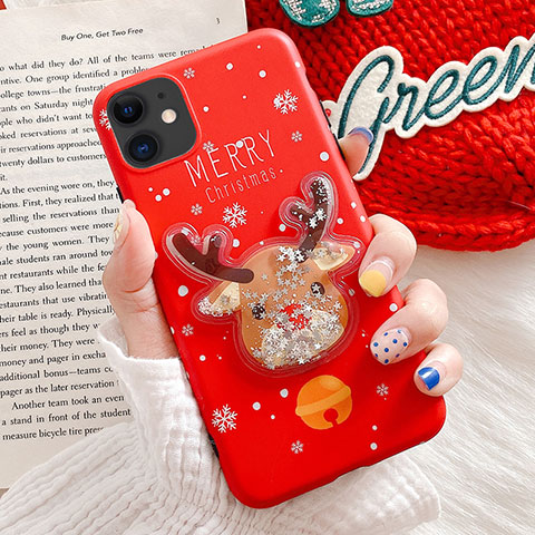 Funda Silicona Gel Goma Navidad Carcasa C01 para Apple iPhone 11 Rojo