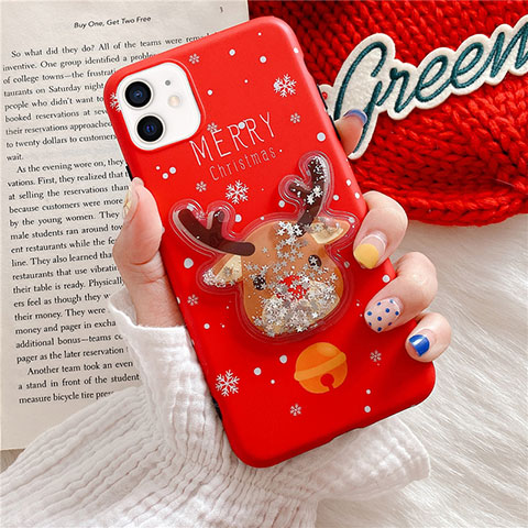 Funda Silicona Gel Goma Navidad Carcasa para Apple iPhone 12 Mini Rojo
