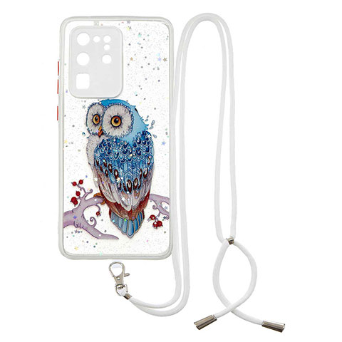 Funda Silicona Gel Goma Patron de Moda Carcasa con Acollador Cordon Lanyard Y01X para Samsung Galaxy S20 Ultra Multicolor