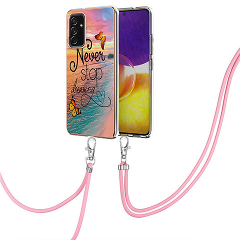 Funda Silicona Gel Goma Patron de Moda Carcasa con Acollador Cordon Lanyard Y03B para Samsung Galaxy A82 5G Multicolor